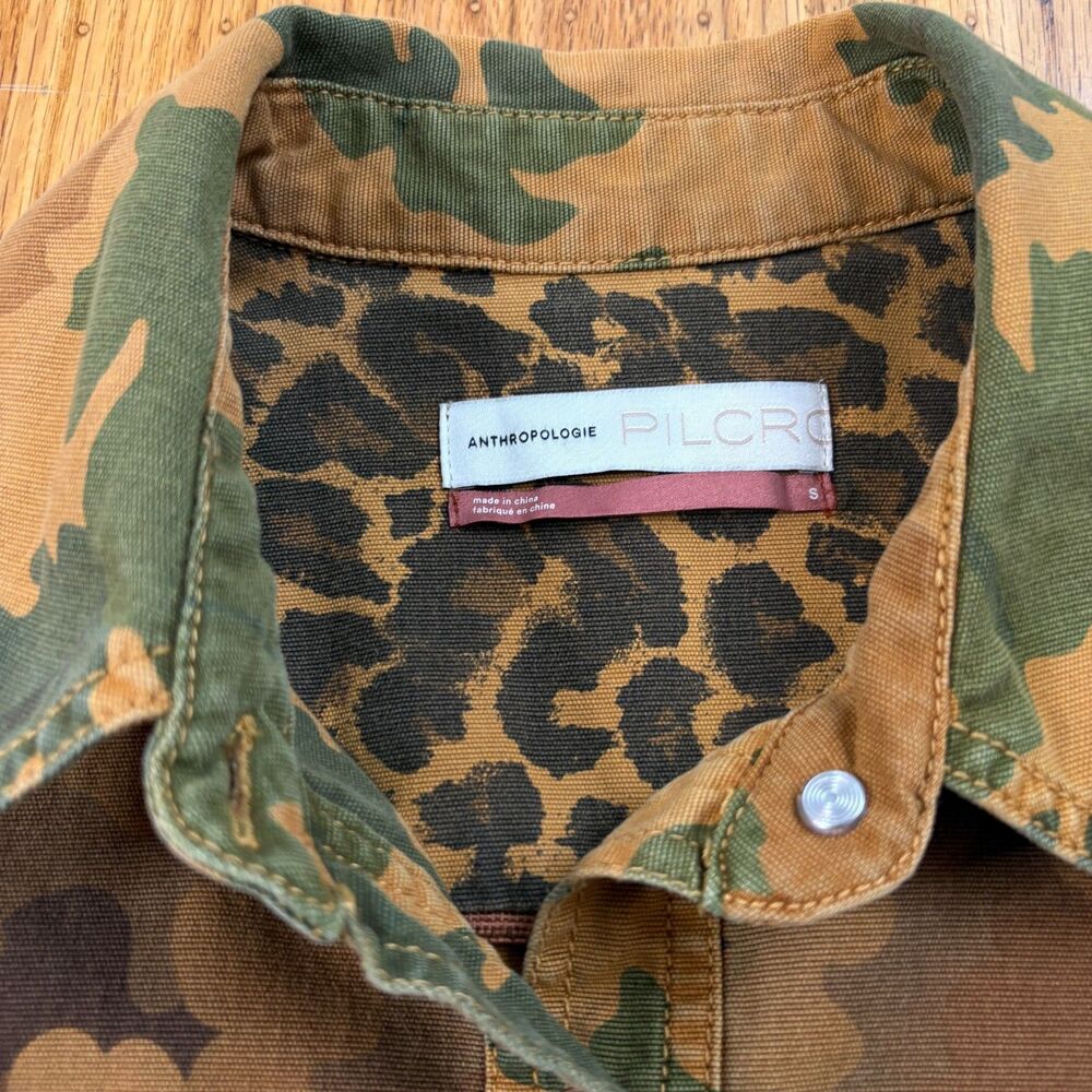ANTHROPOLOGIE PILCRO Camo/Leopard Print Oversized Utility Jacket Womens Size S - Picture 6 of 10